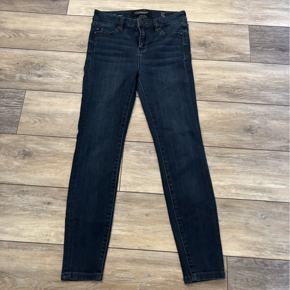 Liverpool Los Angeles Dark Wash High Rise Ankle Skinny Button Fly Jeans Sz 0/25
